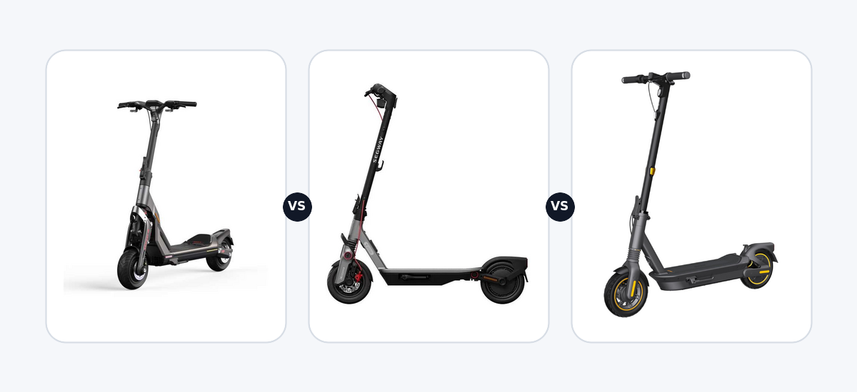 Segway GT1 E ·vs· Segway Ninebot F3 E ·vs· Segway Ninebot max G2 DE