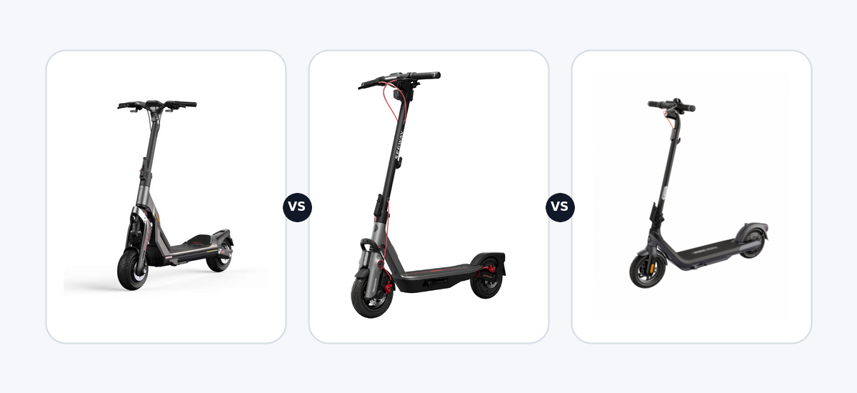 Segway GT1 E ·vs· Segway Ninebot F3 Pro D ·vs· Segway Ninebot KickScooter E2 PRO E