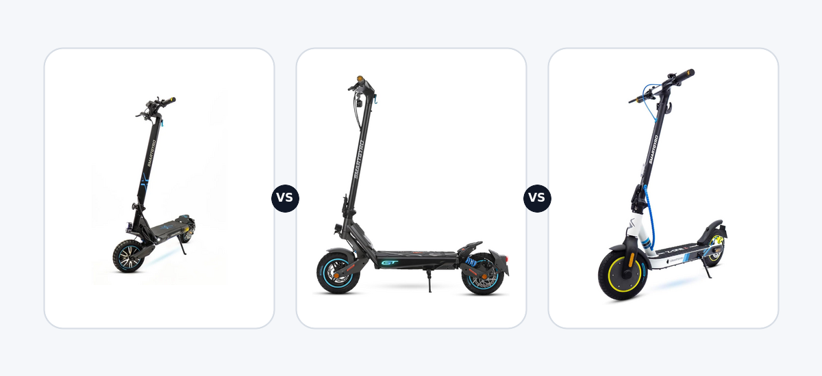Smartgyro CROSSOVER DUAL MAX 2 ·vs· Smartgyro Rockway GT ·vs· Smartgyro Z-One 2 Gray