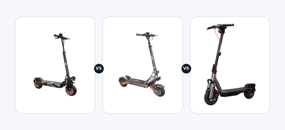 Zwheel ZRino Duo Max ·vs· Zwheel ZWolf Duo ·vs· Segway Ninebot F3 Pro D
