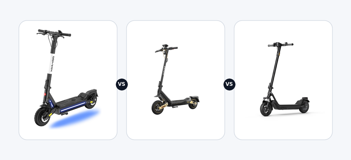 Gotrax Ares ·vs· Navee ST5 Max EU ·vs· Niu KQi 100F