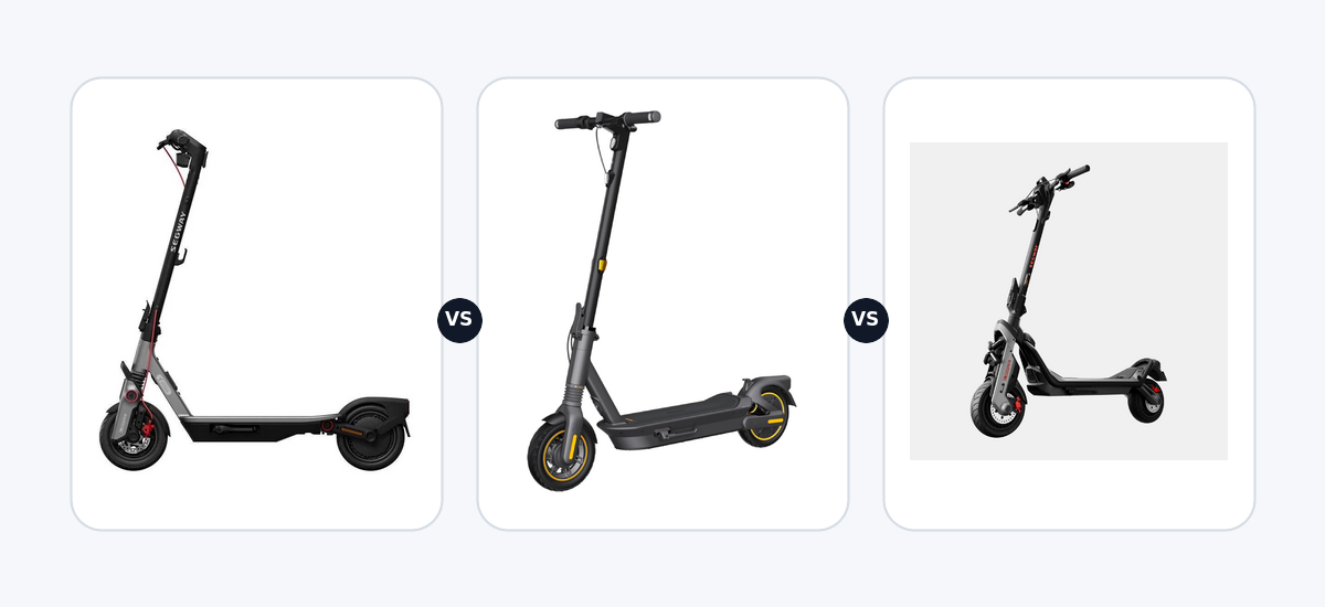 Segway Ninebot F3 E ·vs· Segway Ninebot max G2 DE ·vs· Segway Superscooter GT3 Pro