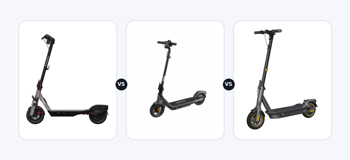 Segway Ninebot F3 E ·vs· Segway Ninebot KickScooter E2 PRO E ·vs· Segway Ninebot max G2 DE