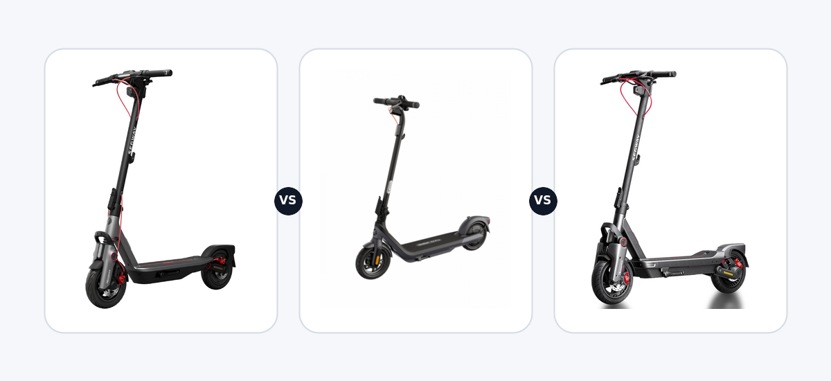 Segway Ninebot F3 Pro D ·vs· Segway Ninebot KickScooter E2 PRO E ·vs· Segway Ninebot MAX G3 D